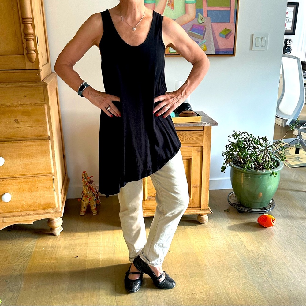 Alternative Apparel tunic.  Black modal with asymmetrical hem.
